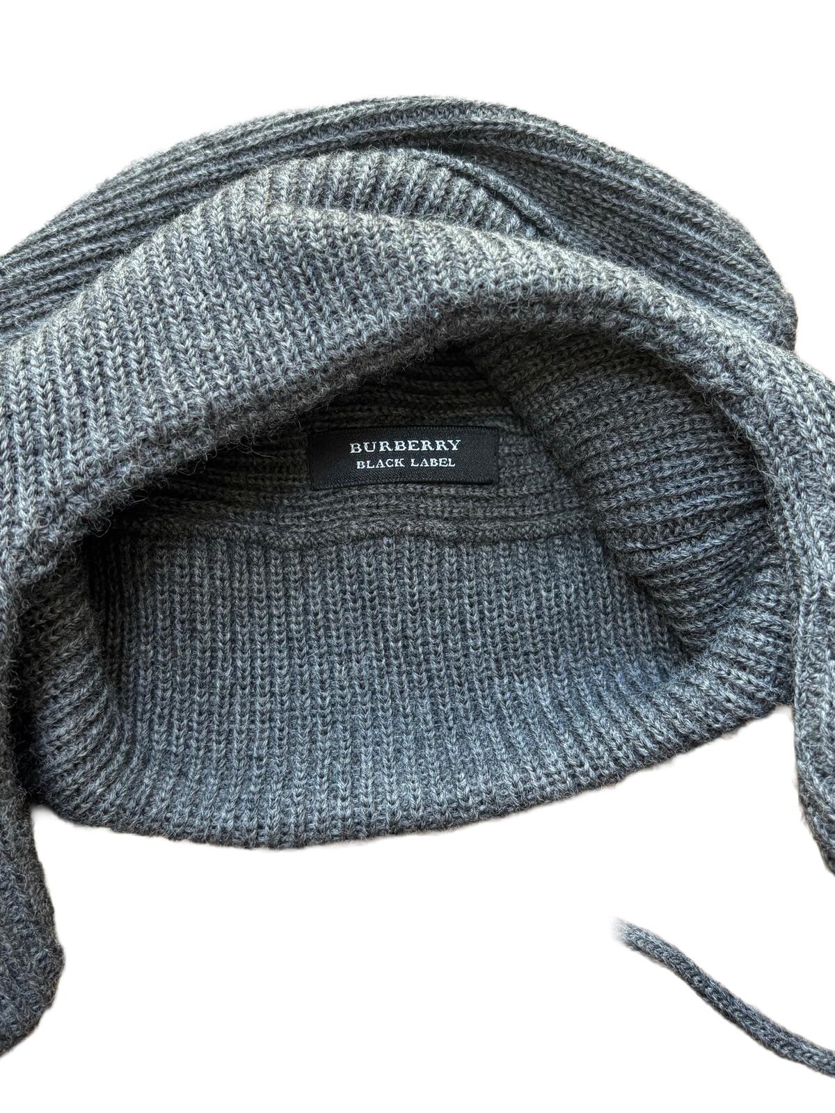 Burberry Black Label Ear Flap Knit Hat Grey