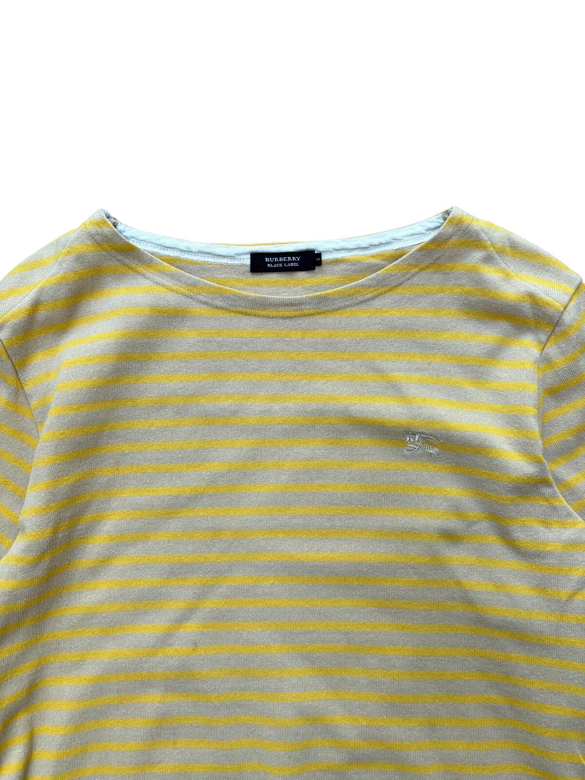 Burberry Black Label Striped Long Sleeve T Shirt Yellow