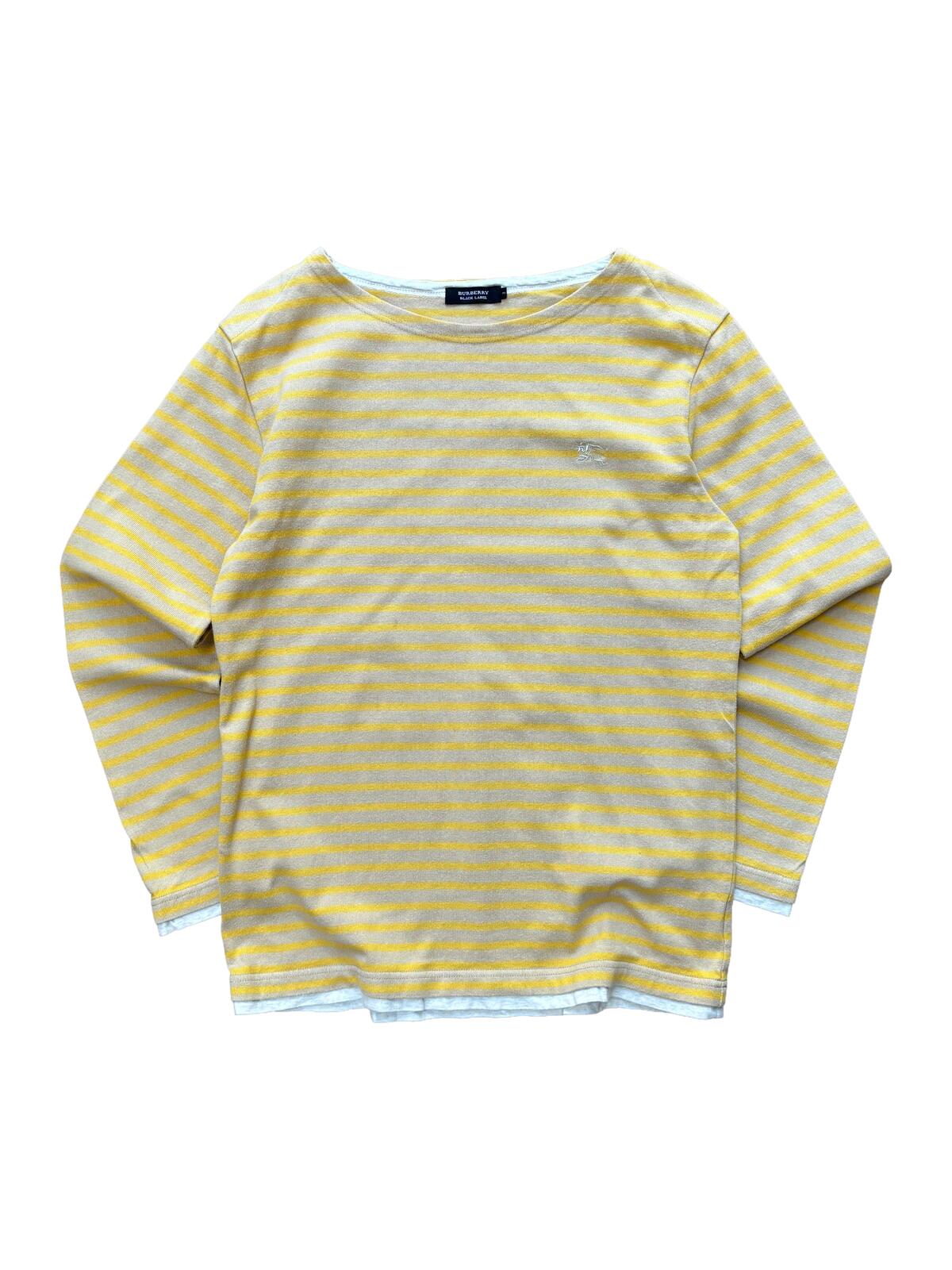 Burberry Black Label Striped Long Sleeve T Shirt Yellow