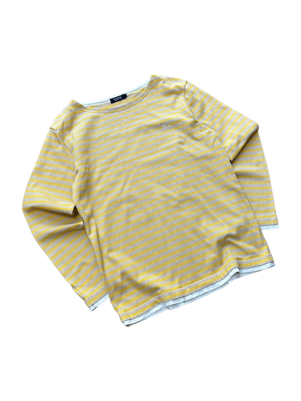 Burberry Black Label Striped Long Sleeve T Shirt Yellow
