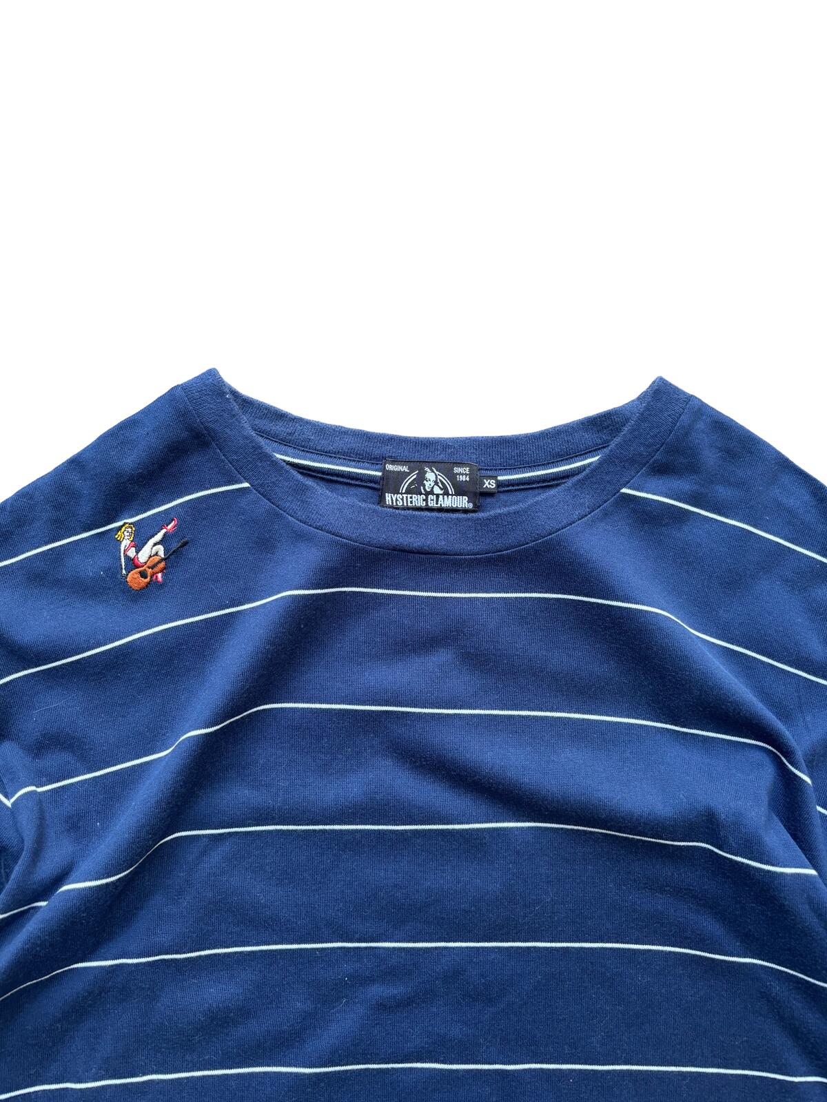 Hysteric Glamour Striped Guitar Girl T Shirt Navy XS