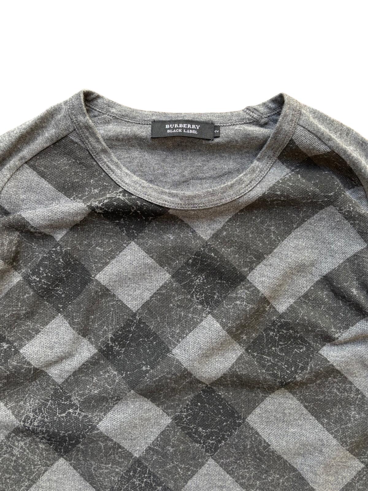 Burberry Black Label Check 7/8 Sleeve Top Grey Small