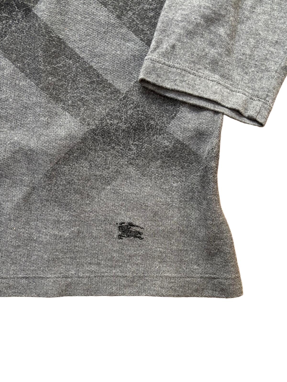 Burberry Black Label Check 7/8 Sleeve Top Grey Small