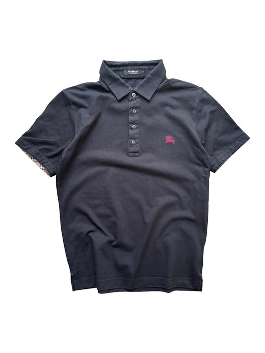 Burberry Black Label Check Collar Polo Shirt Black Small