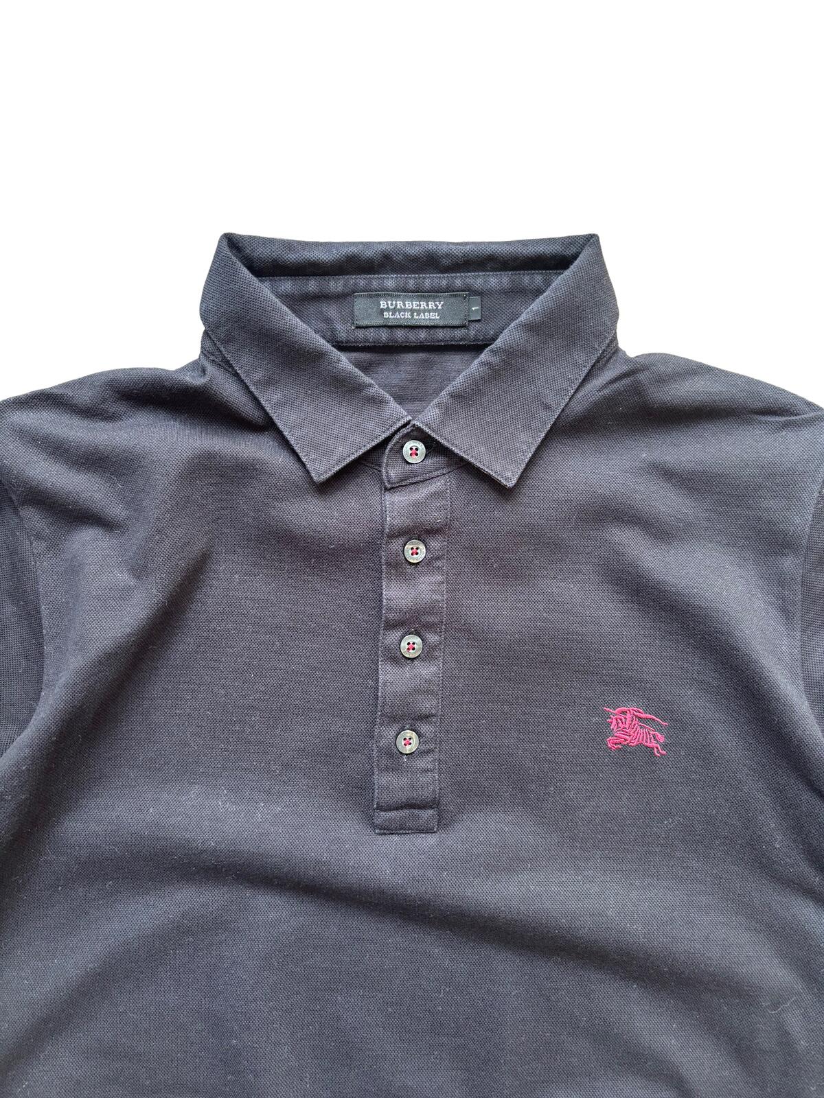 Burberry Black Label Check Collar Polo Shirt Black Small