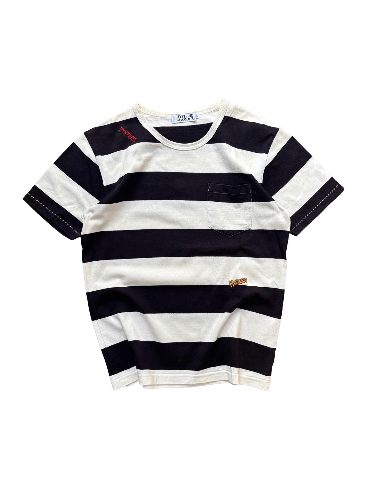 Hysteric Glamour Striped Pocket T Shirt White Black Small