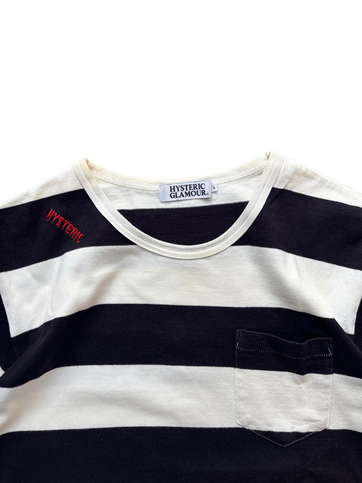 Hysteric Glamour Striped Pocket T Shirt White Black Small