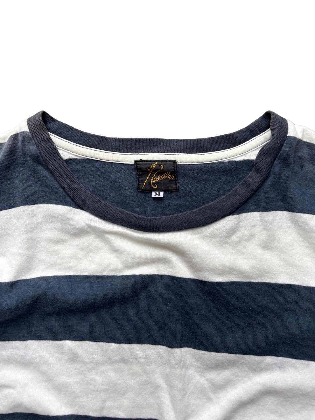 Needles Striped Cut and Sew T Shirt Blue White M