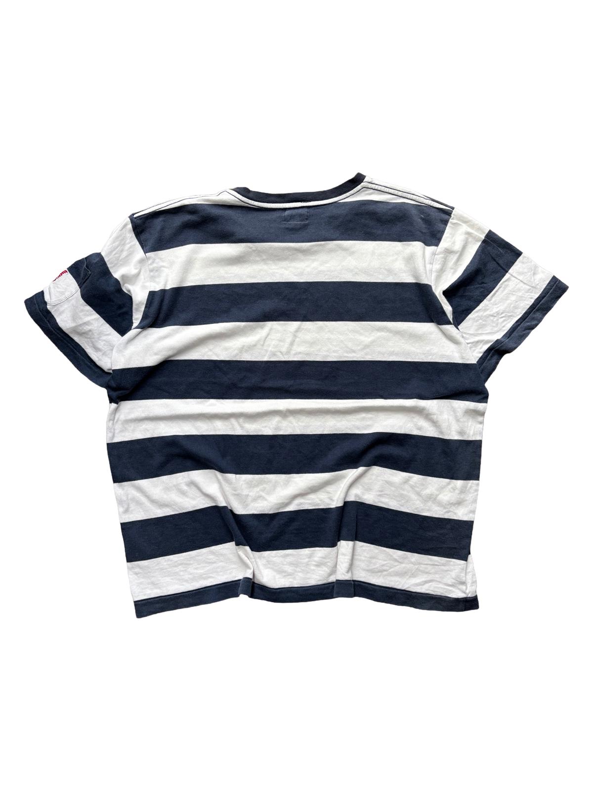 Needles Striped Cut and Sew T Shirt Blue White M