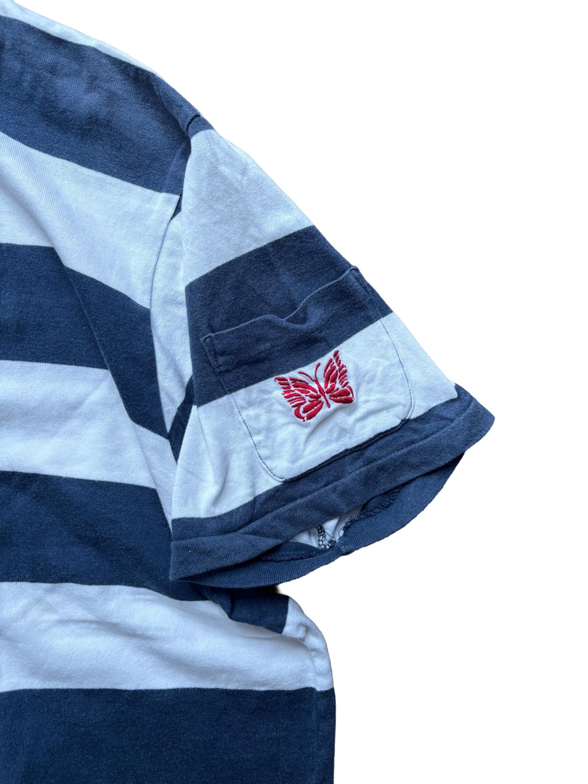 Needles Striped Cut and Sew T Shirt Blue White M