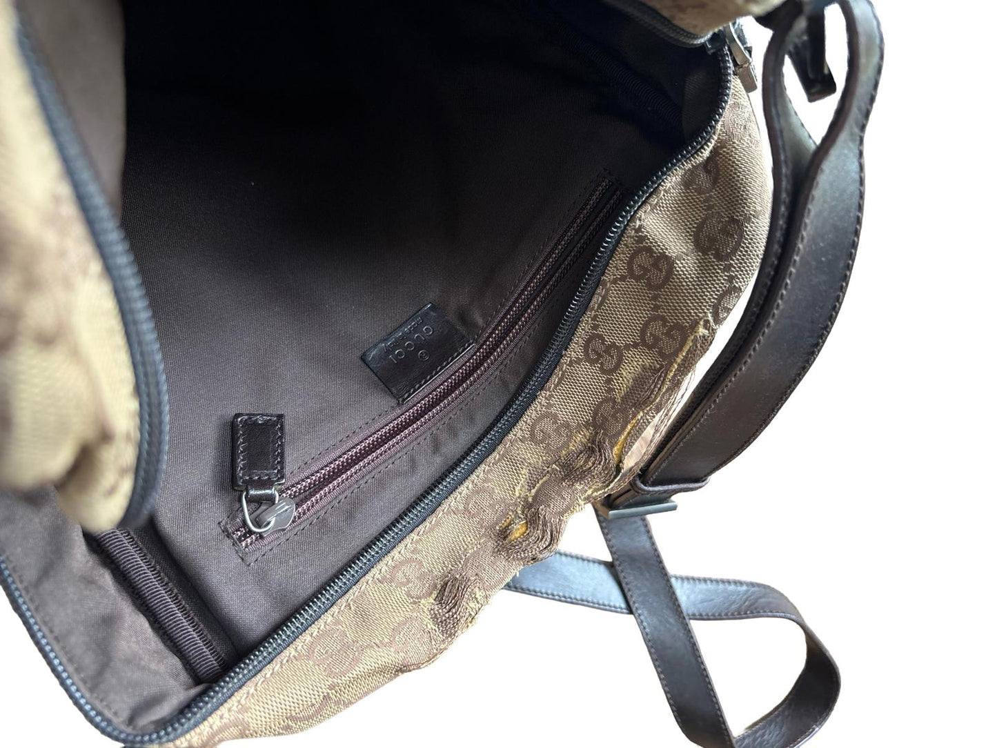 Gucci Monogram Canvas Crossbody Shoulder Bag Brown