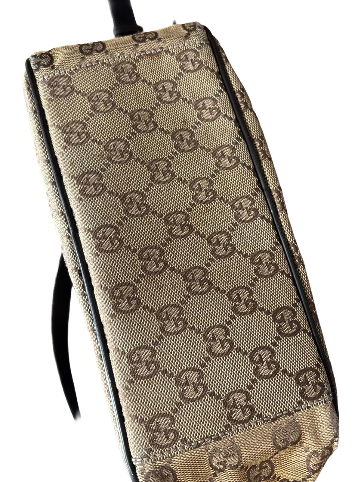 Gucci Monogram Canvas Crossbody Shoulder Bag Brown