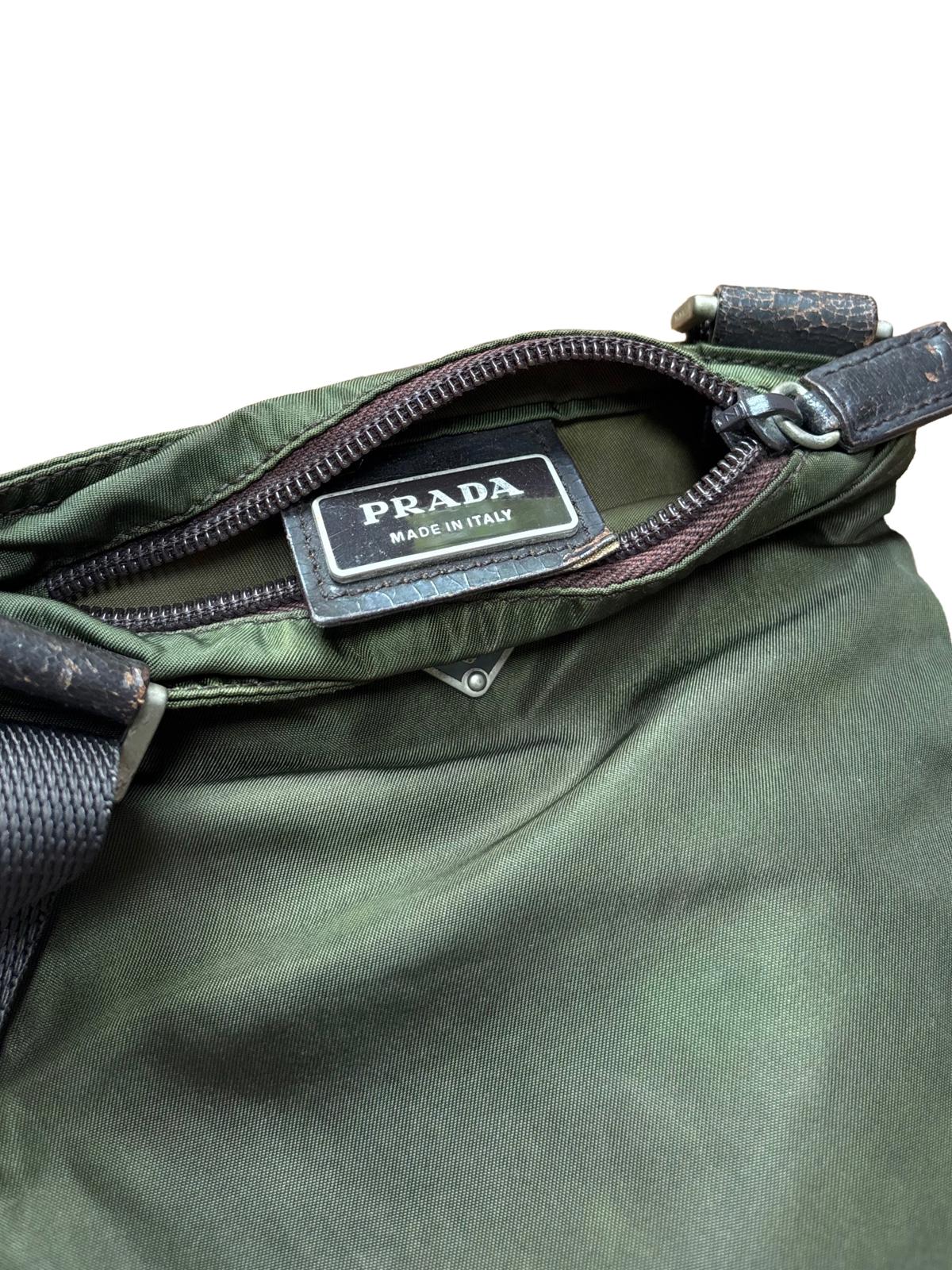 Prada Nylon Shoulder Bag Green Triangle Logo