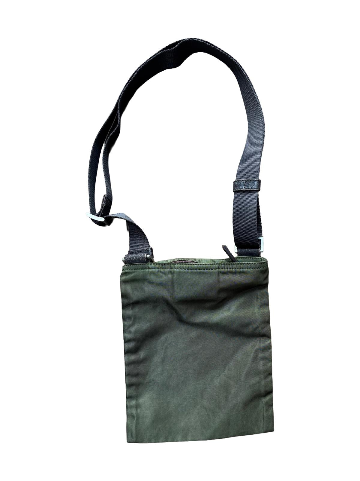 Prada Nylon Shoulder Bag Green Triangle Logo