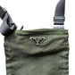 Prada Nylon Shoulder Bag Green Triangle Logo