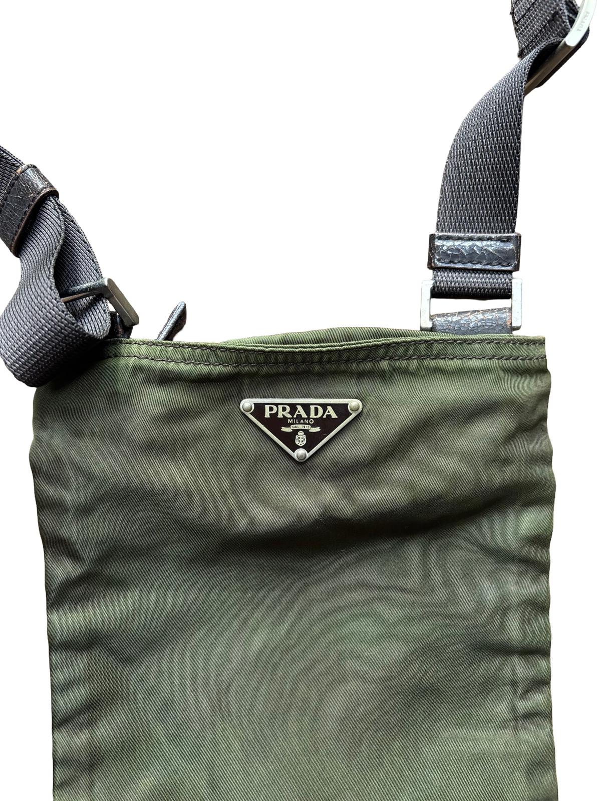 Prada Nylon Shoulder Bag Green Triangle Logo