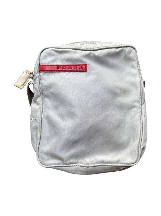 Prada Sport Nylon Shoulder Bag Grey Red Logo