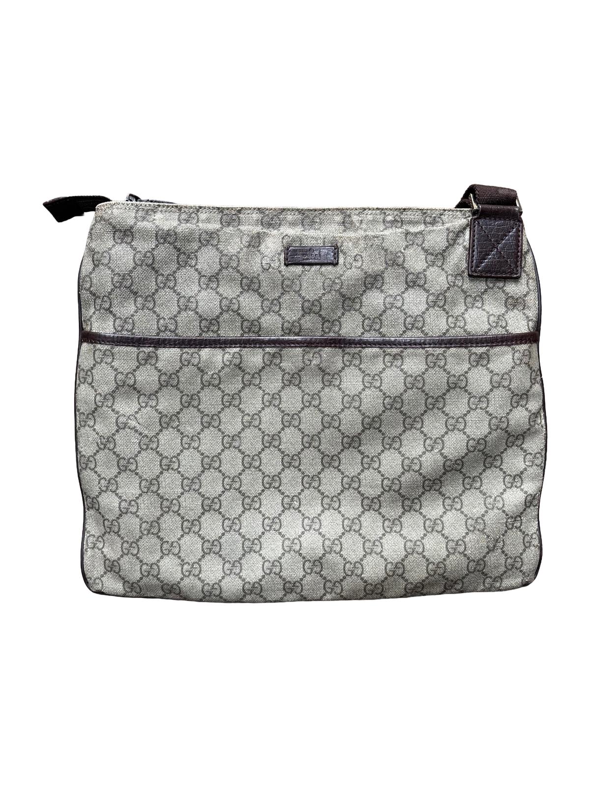 Gucci GG Monogram Canvas Shoulder Bag Beige Brown