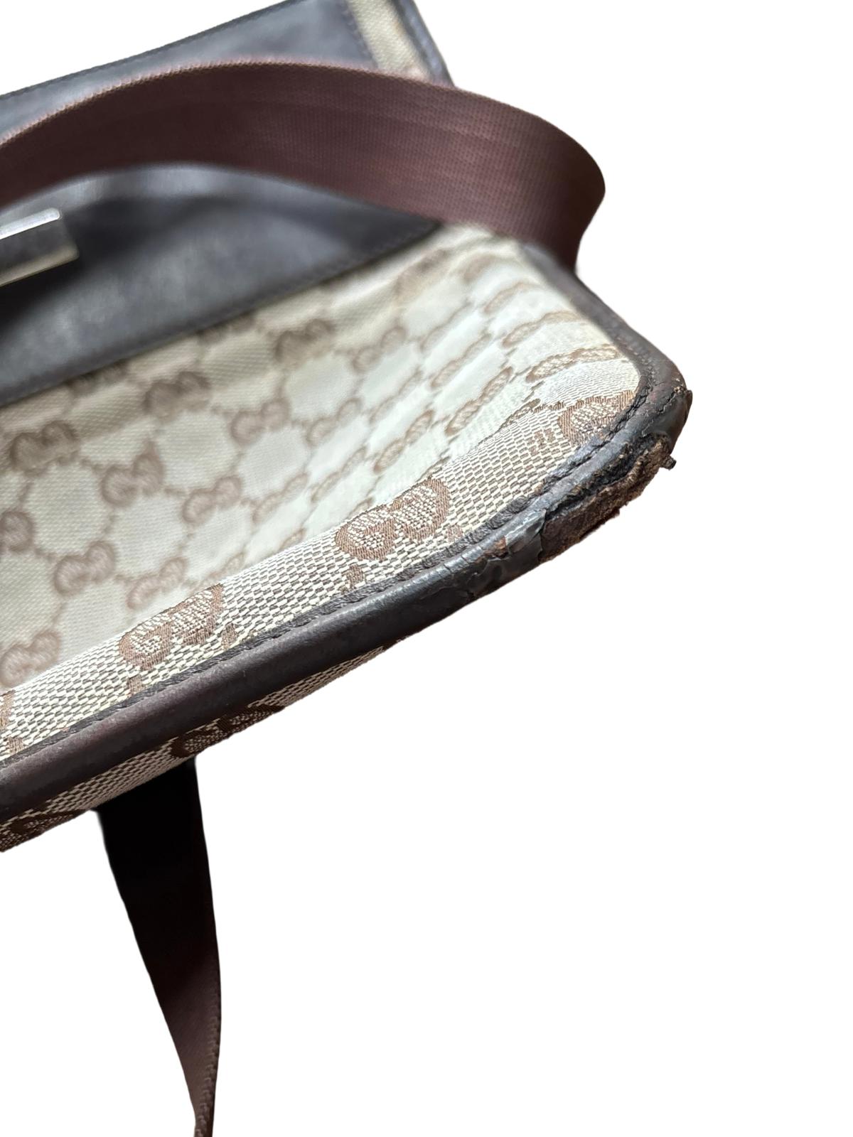 Gucci GG Monogram Canvas Shoulder Bag Beige Brown