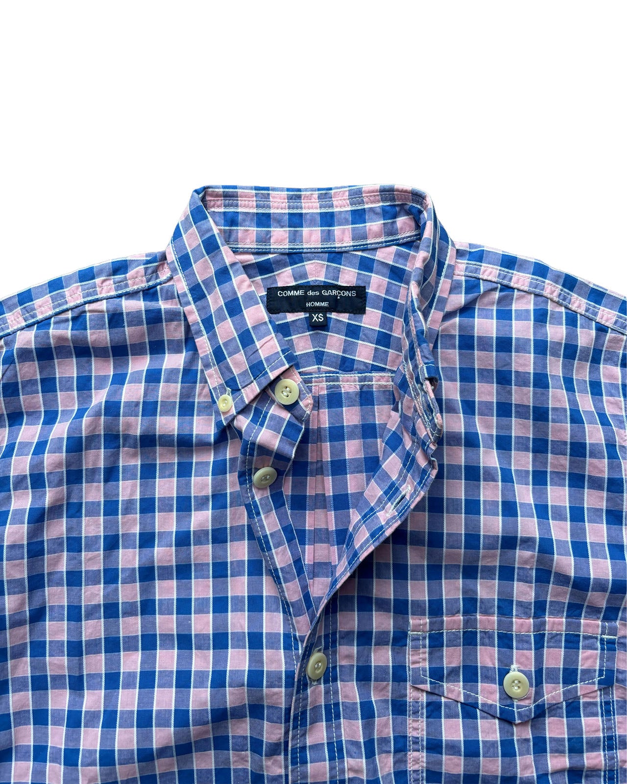 CDG Check Button Down Shirt Pink XS