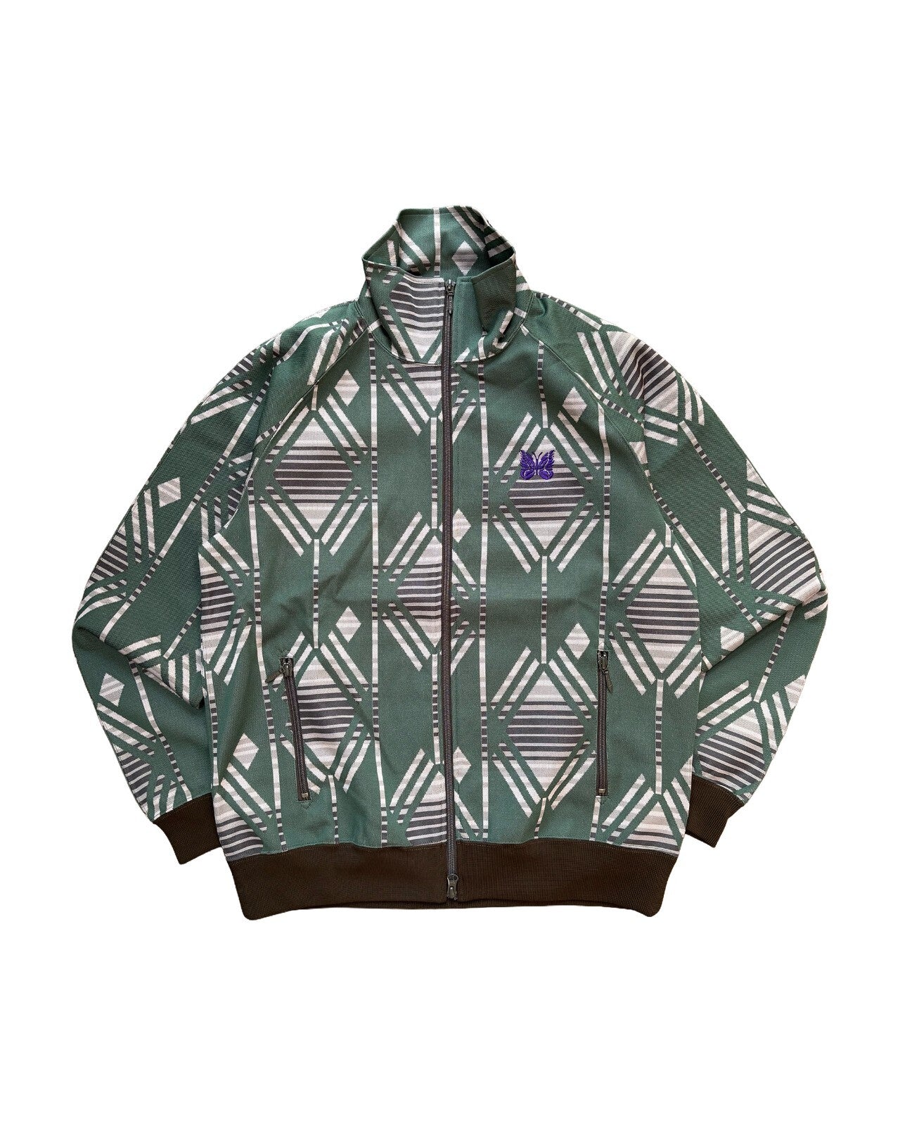 Needles Geometric Track Jacket Green Medium
