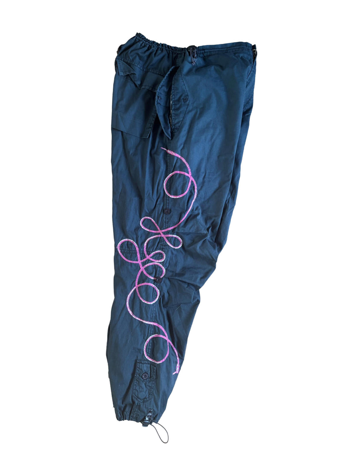 Maharishi Black Snopants Pink Embroidery Small