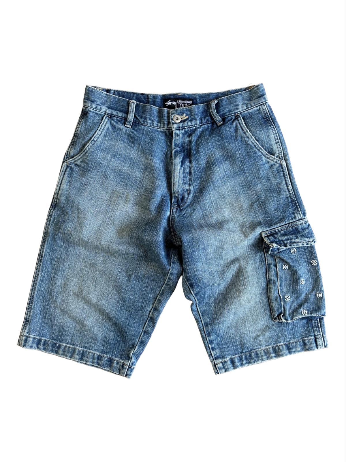 Stussy Denim Shorts 32W Wide Fit Embroidered Logo