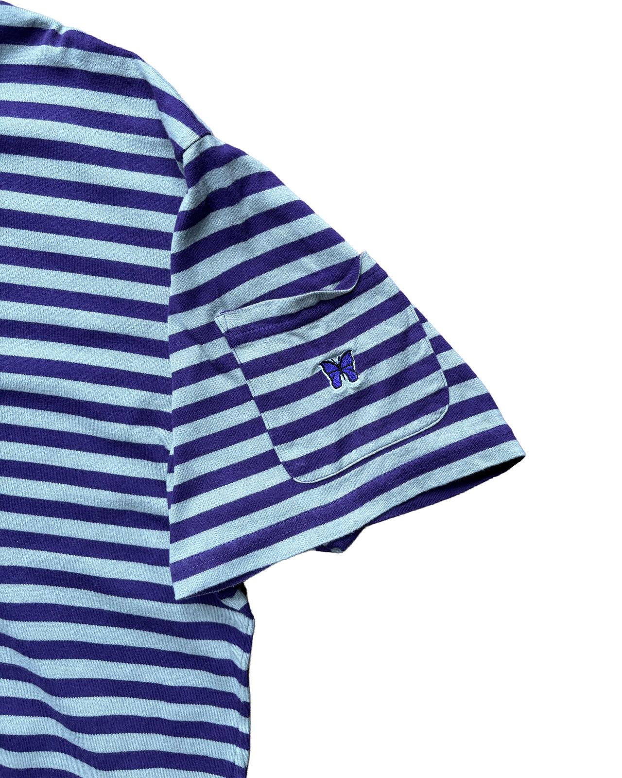 Needles Striped Pocket Tee Purple Medium